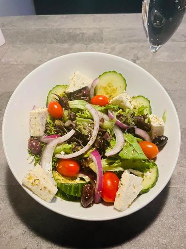 mediterranean salad with cucumber tomato and onion